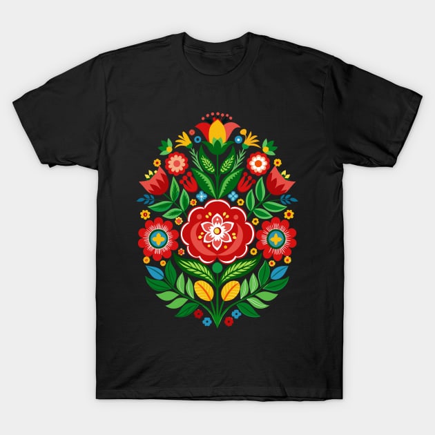 Floral Folk Art Romanian T-Shirt by craftydesigns